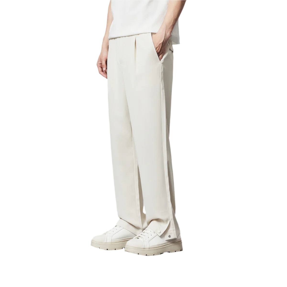 Men's Fashionable Elastic Waist Drawstring Straight Men's Casual Pants Micro Elasticity Mid Waist Trousers Men's Pant