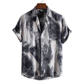 Men's Fashionable Casual Shirt Solid Color 3D Printed Men's V-Neck Collar Button-Down Shirt Short Sleeve Men's Shirt - Acquisti Online