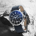 Multifunctioneel quartz herenhorloge van leer