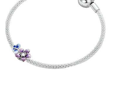 Sterling zilveren S925 kralen armband, witgoud verguld, kleurrijke kralen