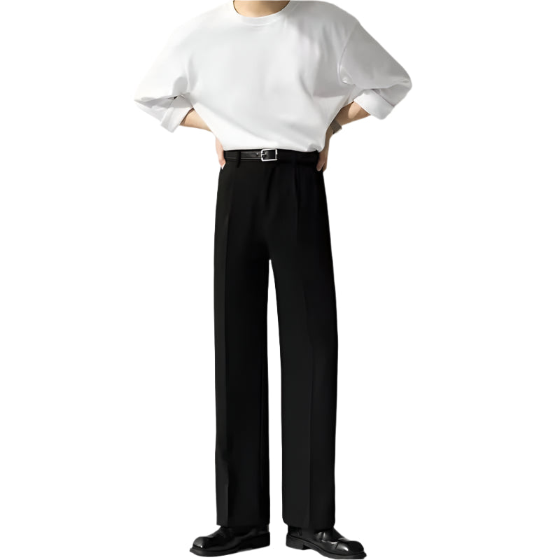 Men's Fashionable Draping Suit Pants Straight Non-ironing Loose Pant Loose Type Men's Casual Business Formal Pants