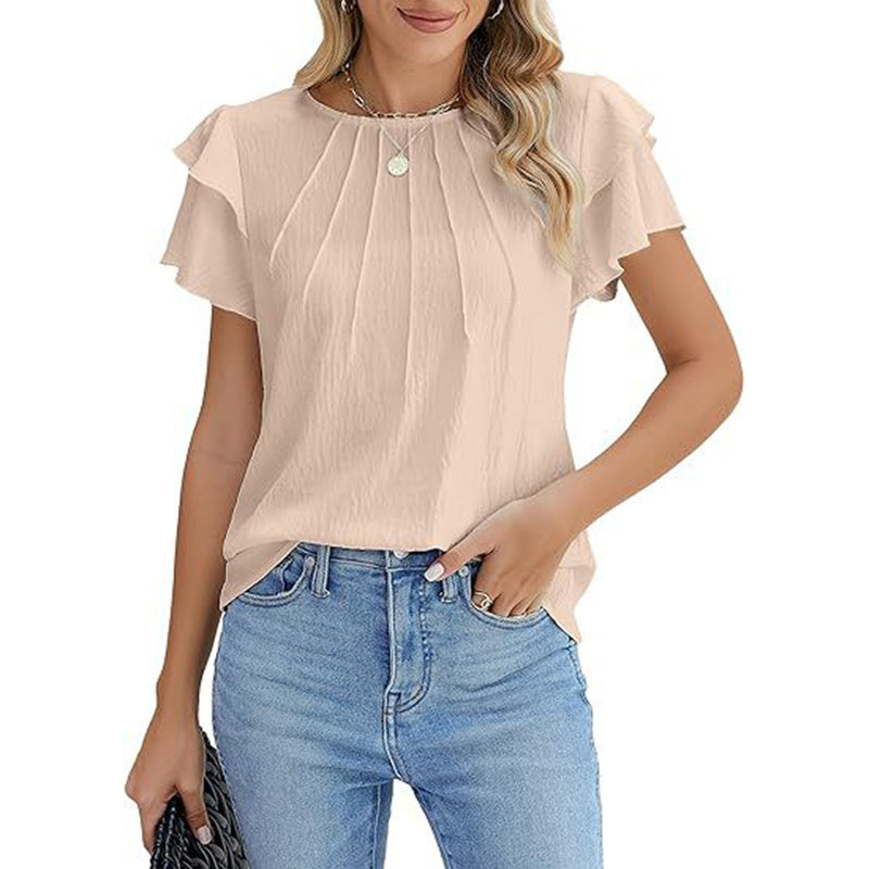 Dames Ruffle Shirts met Korte Mouwen