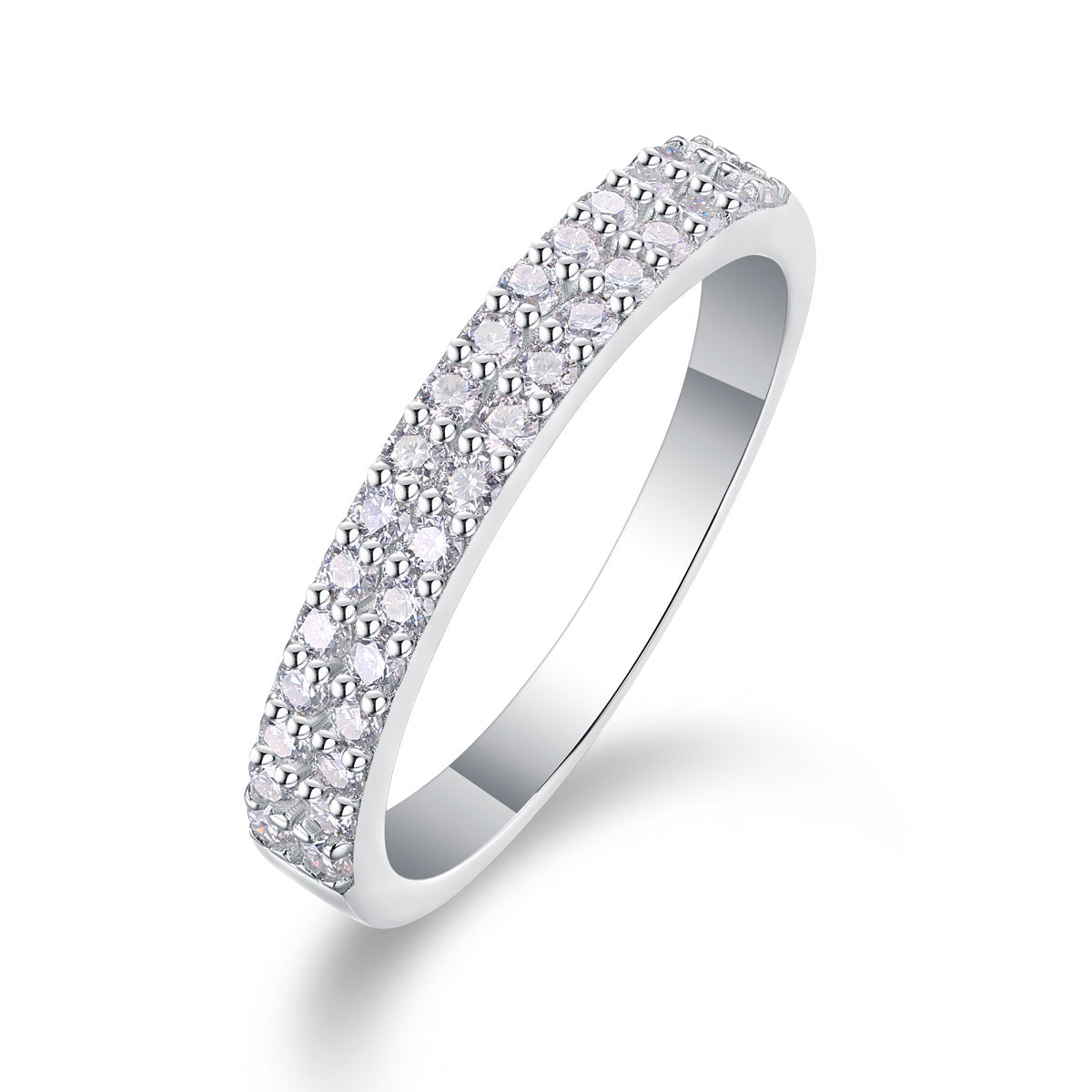 Luxe damesring van 925 sterling zilver met moissanite en diamanten, hoogwaardige zilveren en platina verlovingsring voor dames.
