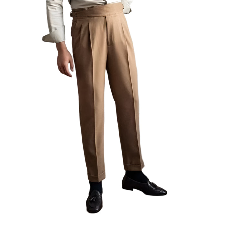 Heren modieuze zakelijke casual formele broek effen kleur recht hoge taille vintage veelzijdige heren casual broek