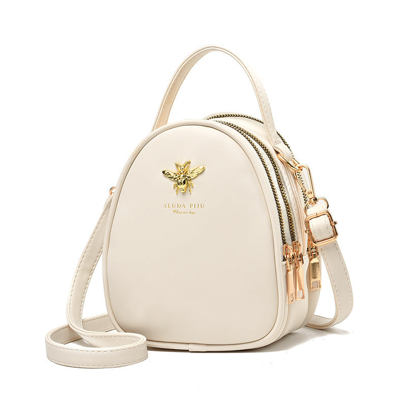 Retro schoudertas voor dames, kleine ronde tas, veelzijdige crossbodytas met meerdere zakken, modieuze crossbodytas voor dames