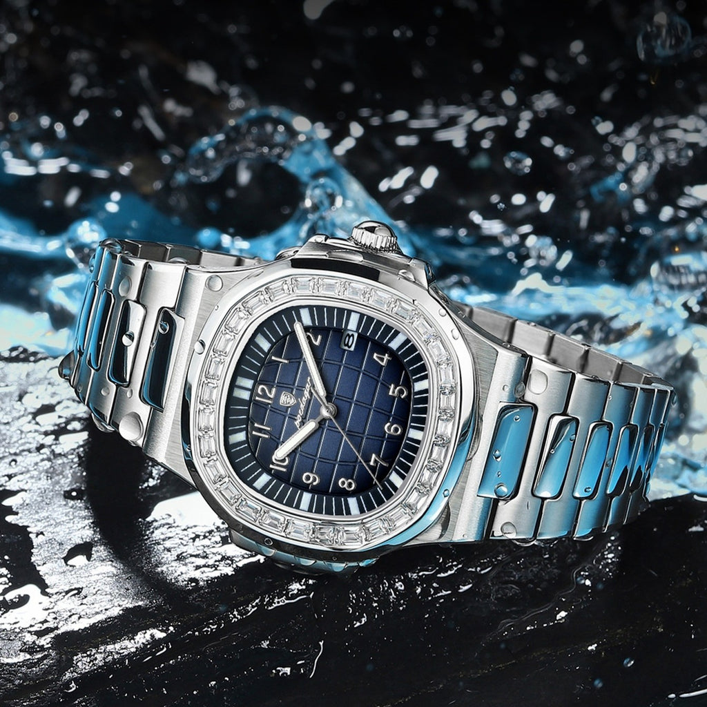 POEDAGAR Man Luxury Fashion Rhinestone Crafted Steel Band Watch - Acquisti Online