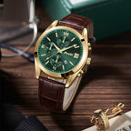 Fashion Men's Quartz Watch High-end Business Waterproof Watch Genuine Leather