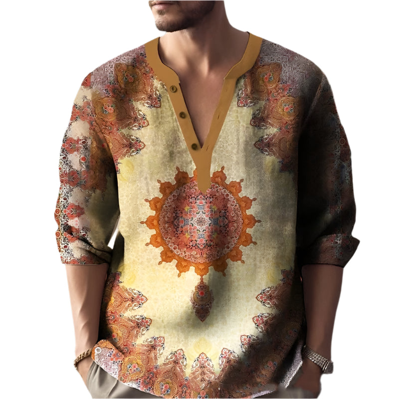 Bedrukte casual V-hals heren losse jacquard trui lange mouw