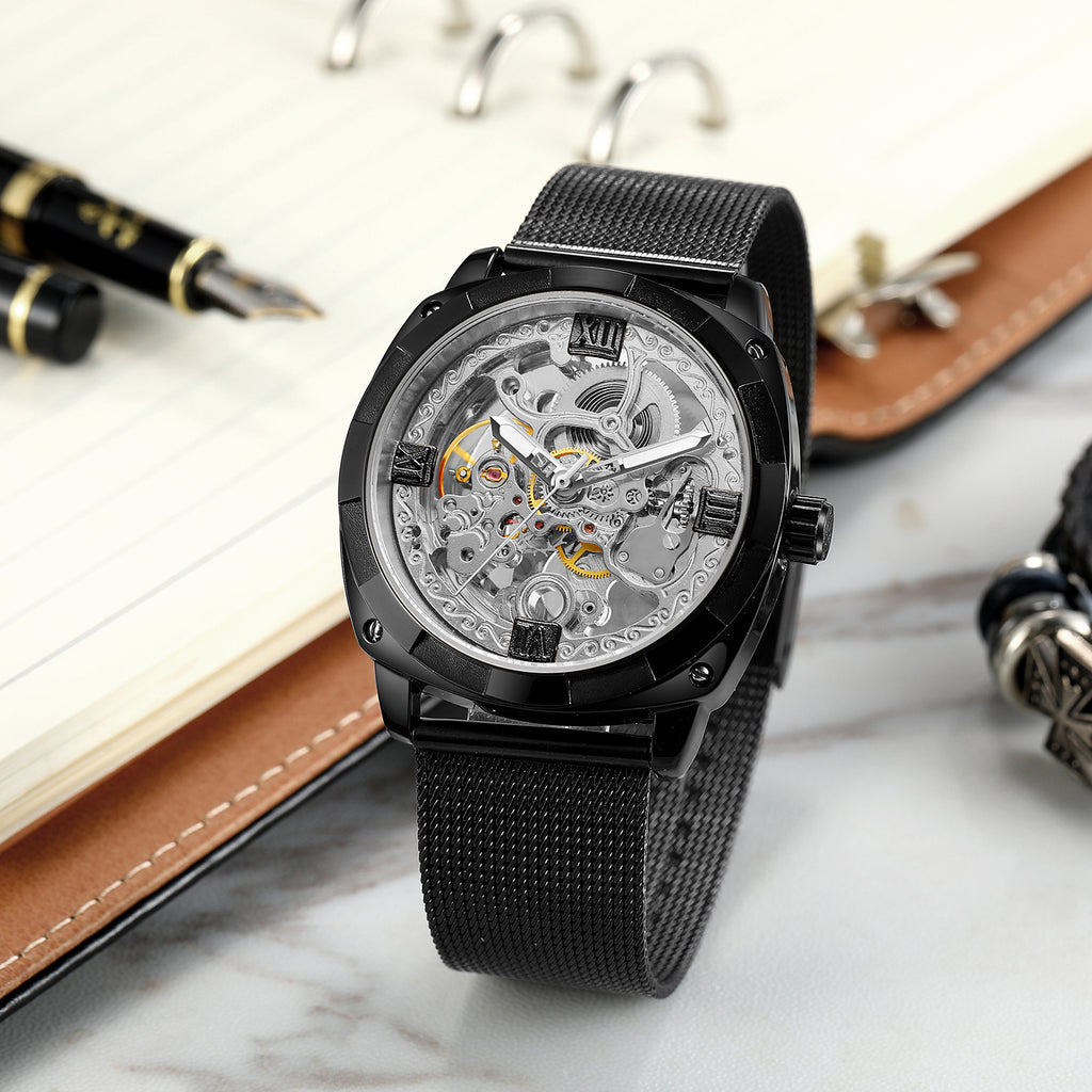 Men's Business Watches Automatic Mechanical Wristwatch with Steel Band Mechanical Watch Men Stainless Steel  30M Water Resistant Business Wristwatch