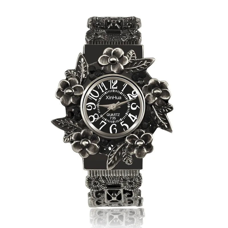 Fashion Women Pulsera Hombre XINHUA Stainless Steel Dial Women Quartz Wristwatches Fashion Flower Bracelet Watches