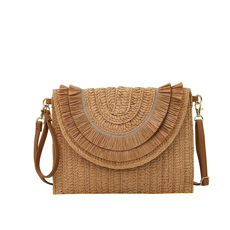 Fashion Woven shoulder bag Crossboday portable bag Straw Handbag Handmade Handbags Purse Straw Weaven Bags - Acquisti Online
