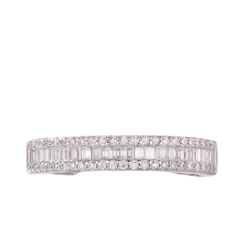Arrange The Square Diamond Ring Luxury Fashion Moissanite Silver Ring