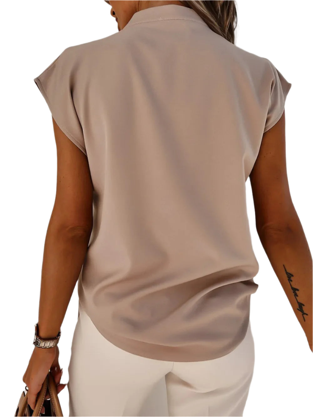 Modieuze V-hals blouse met kapmouwen voor dames