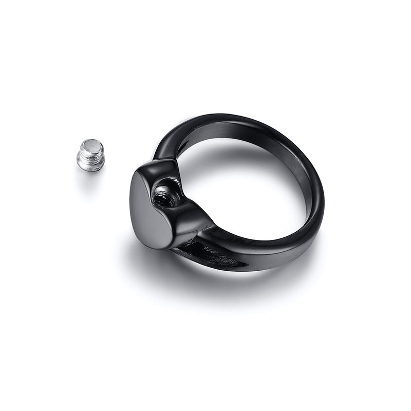 Love titanium steel heart-shaped urn casting Women's ring
