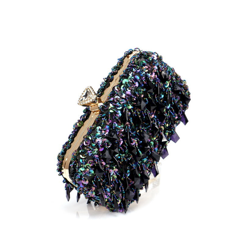 Luxe handtas voor dames met pailletten, handtas voor feestdiner, damesavondtas met ketting, damesbanket clutch