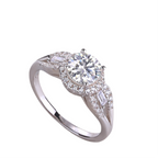 Luxe mode grote diamanten trouwring met moissaniet zilveren ring 