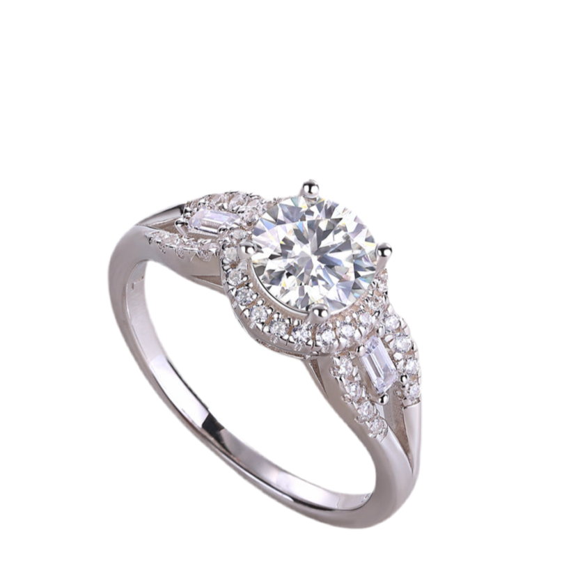 Luxe mode grote diamanten trouwring met moissaniet zilveren ring 