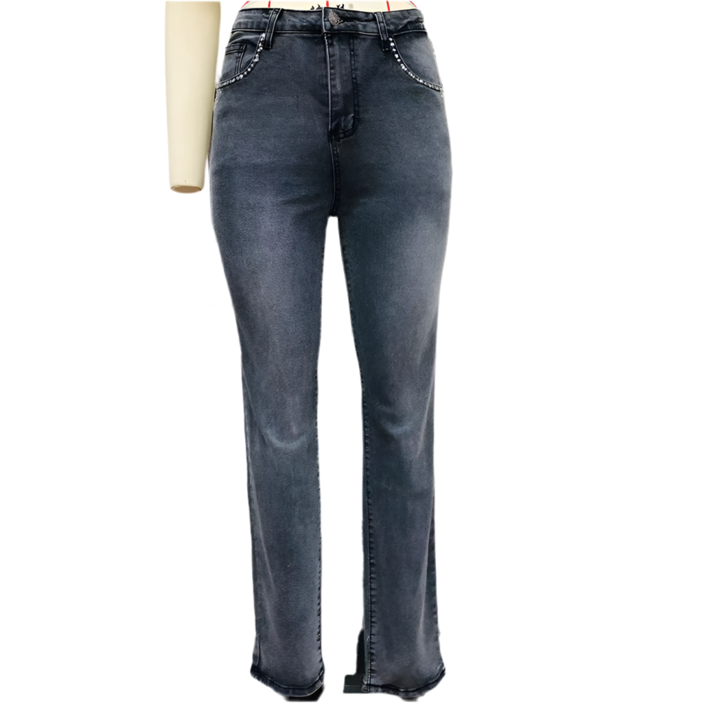 European And American Hot Pants Rhinestone Elastic Slim Fit Slimming Skinny Denim Trousers - Acquisti Online