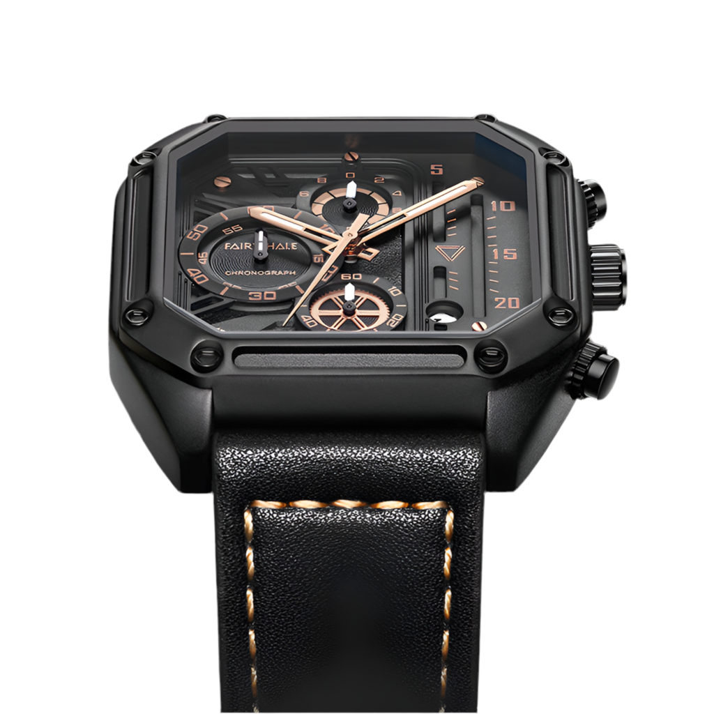 Men's Square Multifunctional Watch with Quartz Movement Square Quartz Watch Waterproof with luminous watch