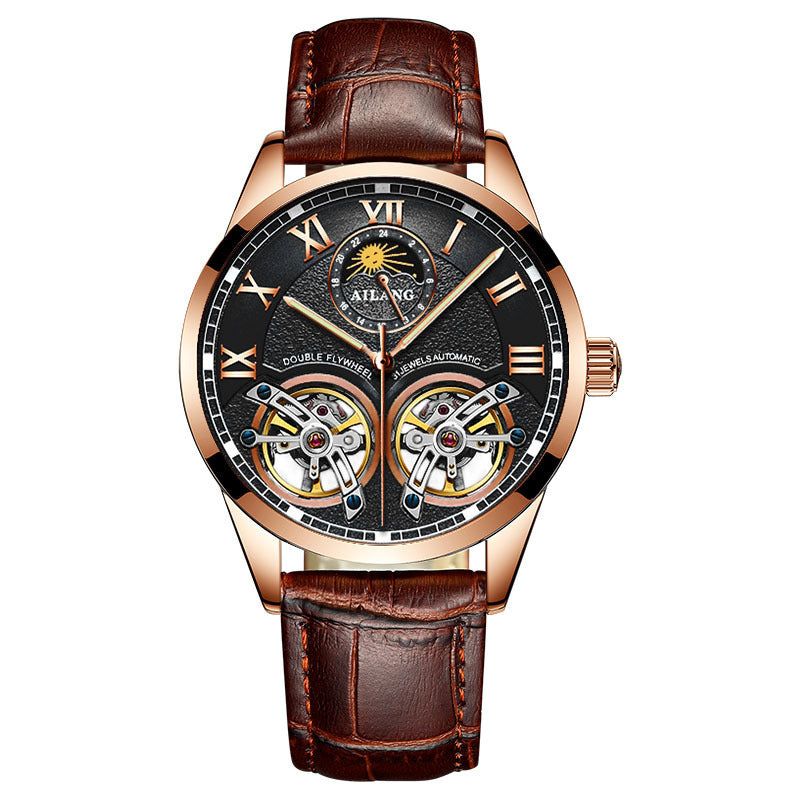 AILANG Men's Automatic Watch Stainless Steel Waterproof Mechanical Watch Leather Belt Automatic Movement Men Watch