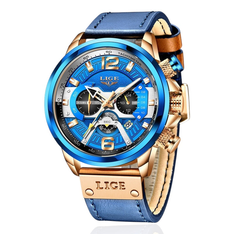 Heren quartzhorloge, multifunctioneel sporthorloge, waterdicht