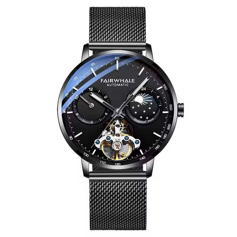 Orologio meccanico automatico da uomo Fairwale Brand, cinturino in maglia di acciaio inossidabile, orologio da uomo alla moda, impermeabile