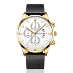 GENEVA Men's Mesh Strap Quartz Watch Stainless Steel Waterproof Quartz Automatic Watch