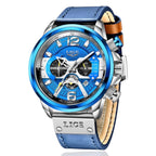 Heren quartzhorloge, multifunctioneel sporthorloge, waterdicht