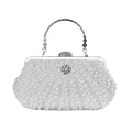 Women Evening Bags Embroidery Shell Flower Diamonds Prom Clutch With Handle Pearl Handbags Pearl Vintage Ladies Banquet Bag