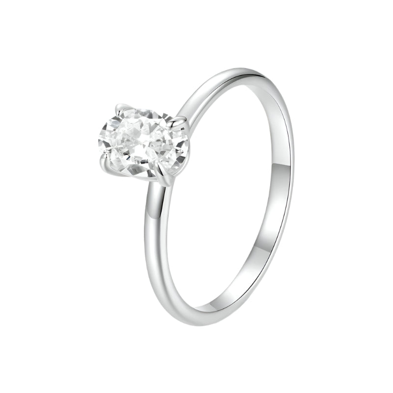 Nieuwe ovale Moissani diamanten ring met één karaat, trouwring, klassieke, eenvoudige bedel, ring van puur zilver (S925)