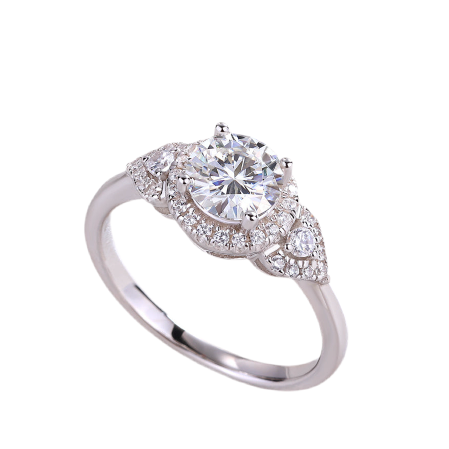 Luxe mode grote diamanten trouwring met moissaniet zilveren ring 