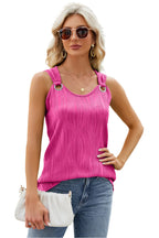 Effen damesvest met ronde hals en losse top met metalen ring