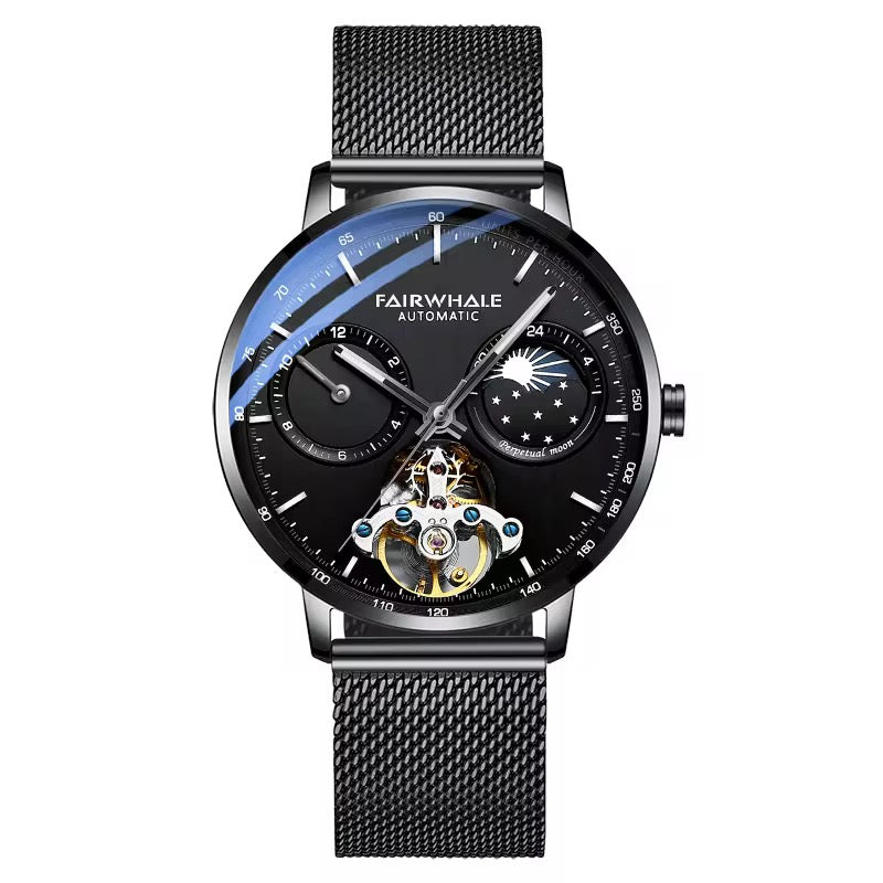 Orologio meccanico automatico da uomo Fairwale Brand, cinturino in maglia di acciaio inossidabile, orologio da uomo alla moda, impermeabile