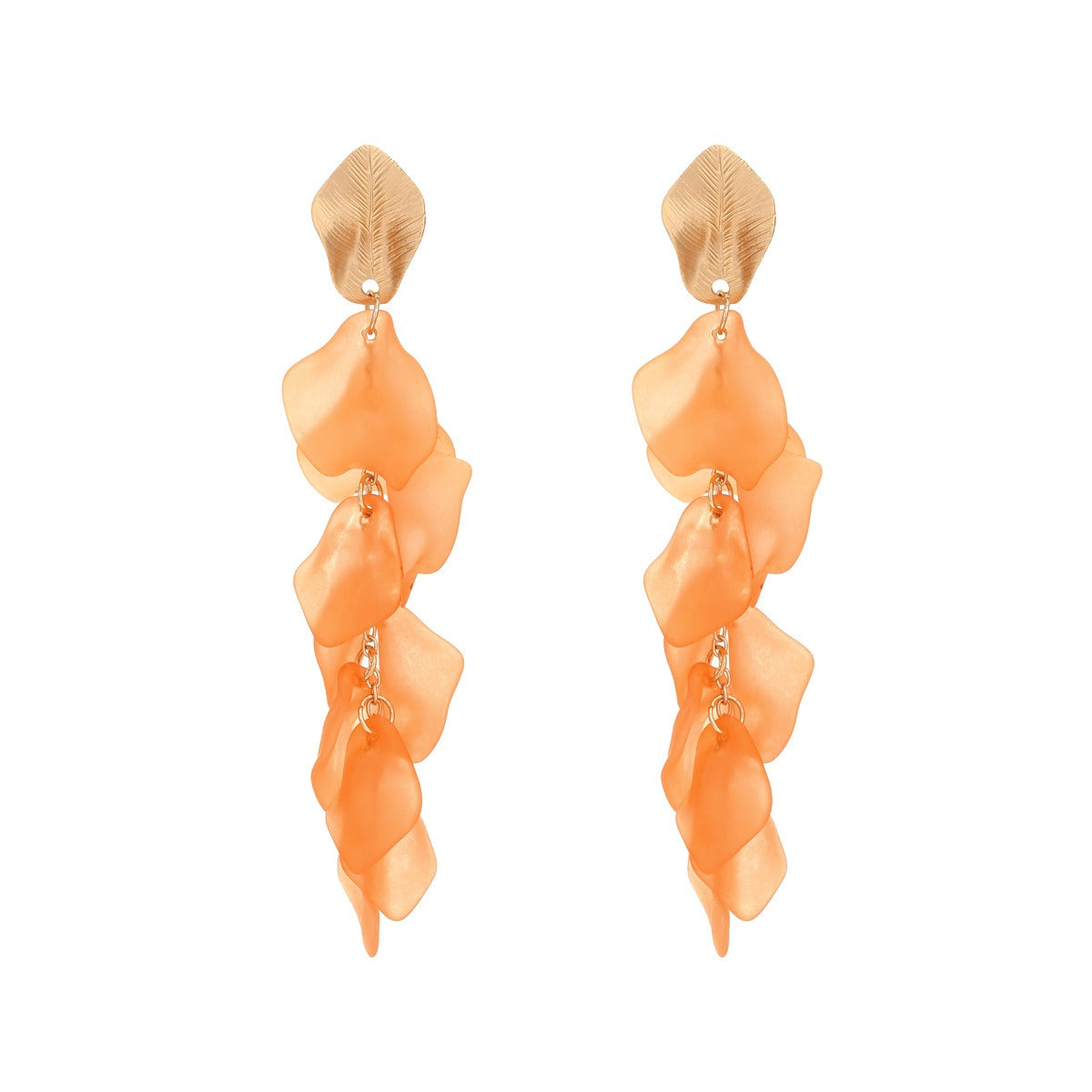 Damesoorbellen met bloemenmotief, opvallende oorbellen, elegante oorbellen met meerdere lagen harsblaadjes voor een stijlvolle uitstraling.