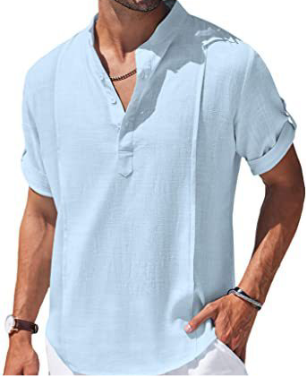 Heren casual strandoverhemd korte mouw zomeroverhemd