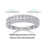 Women Luxury Ring Multi-Row Moissanite Diamond Ring White Gold Plated S925 Sterling Silver Ring Women Engagement Ring
