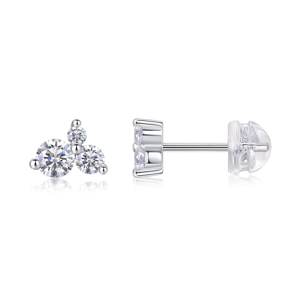 Women Luxury Earrings S925 Sterling Silver Wave Moissanite Diamond Silver Earrings Hip Hoop Flower Shape Stud Earrings