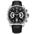 A PAGANI DESIGN quartz men's watch with a silver stainless steel case and a brown leather band.