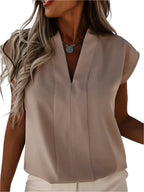 Modieuze V-hals blouse met kapmouwen voor dames