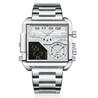 BOAMIGO Luxury Fashion Men's Watche Gold Stainless Steel Sport Square Digital Analog Big Quartz Watch