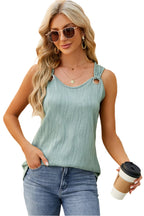 Effen damesvest met ronde hals en losse top met metalen ring