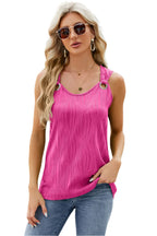 Effen damesvest met ronde hals en losse top met metalen ring