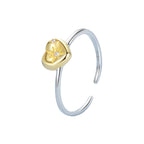 Original Couple's 18K Gold Plated Love Splicing Open Ring Starry Heart s925 Pure Silver Ring