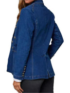 Modieus casual gewassen blauw denim dames colbert voor dames