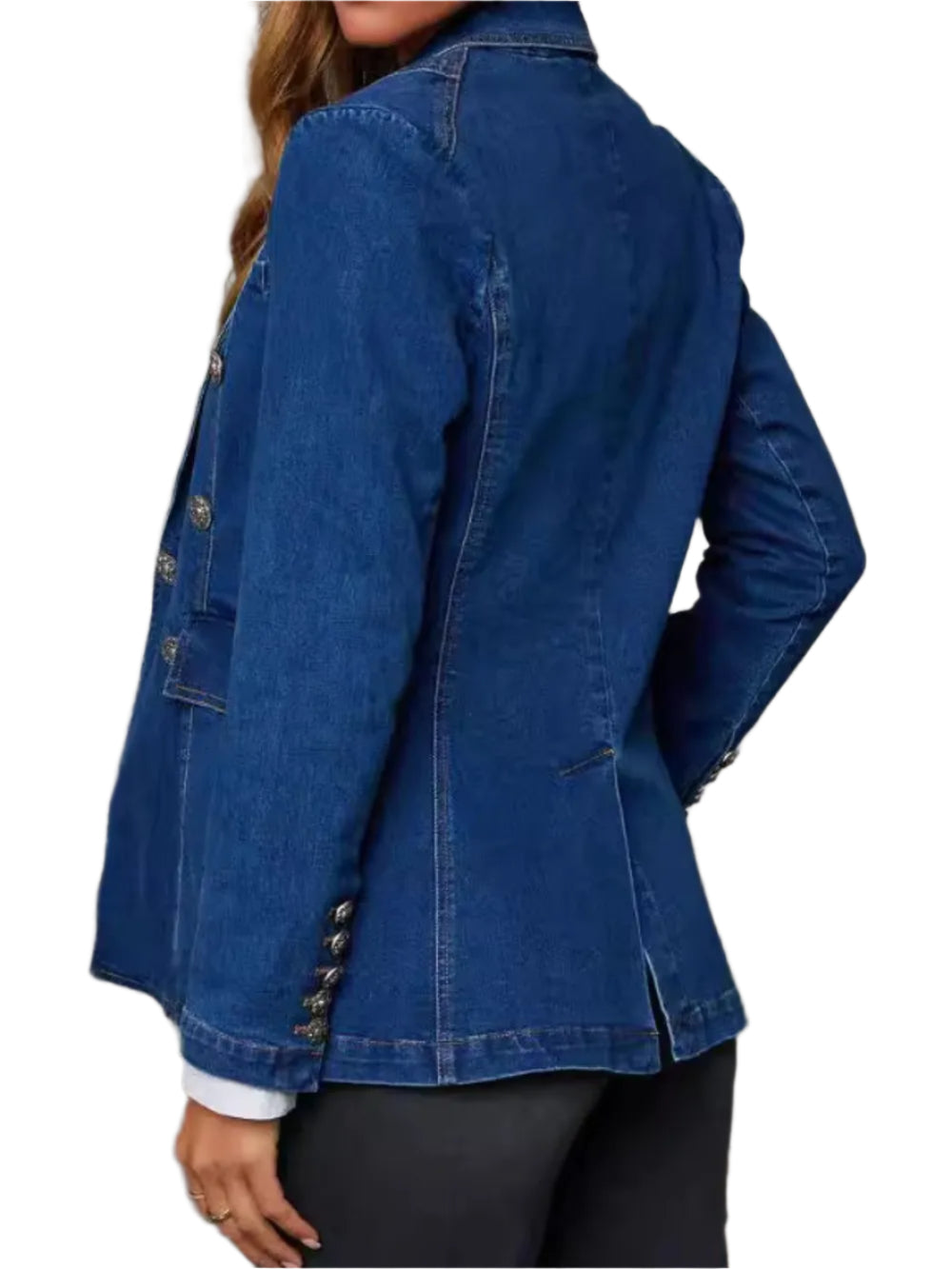 Modieus casual gewassen blauw denim dames colbert voor dames