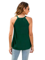 Losse, casual T-shirt met ronde hals, mouwloos, kanten top voor dames