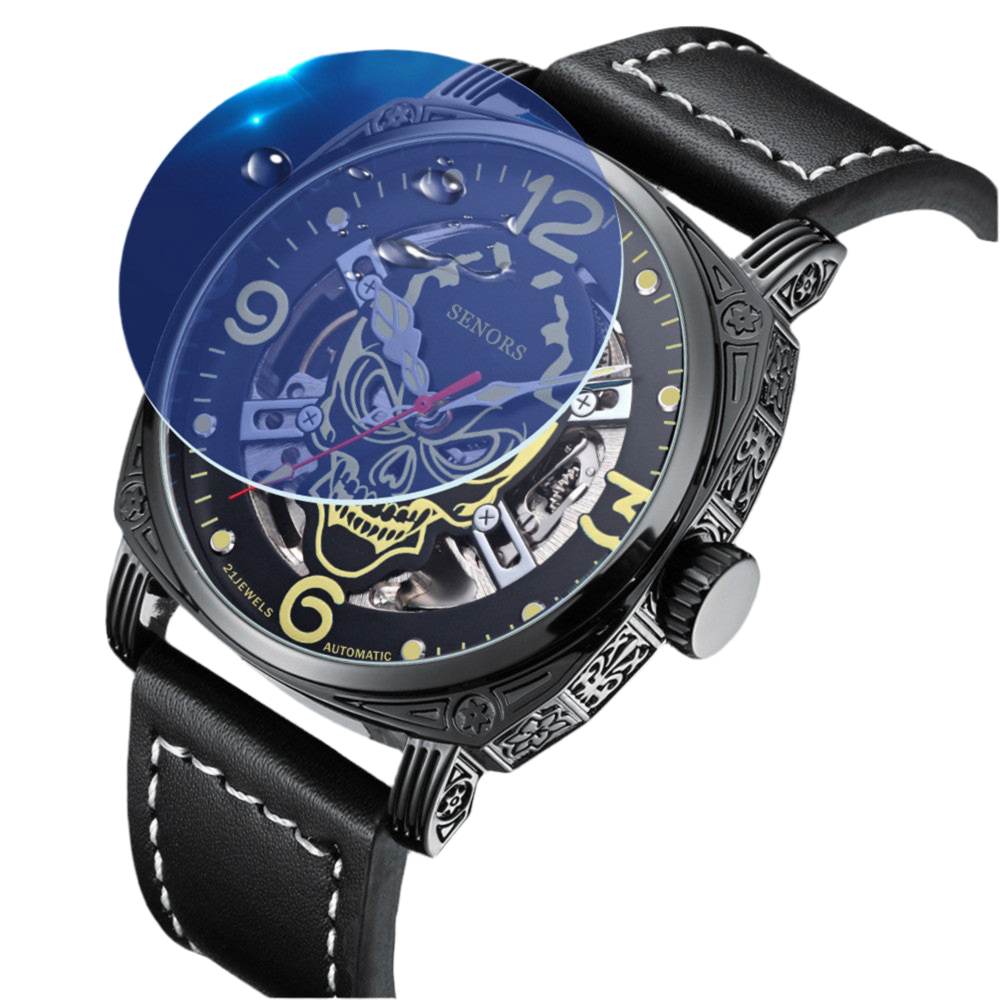 Orologio meccanico super luminoso con teschio aggiornato