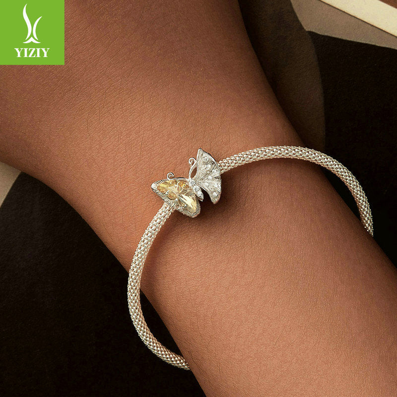 DIY vlinderarmband kralen bos romantische gouden vlinder s925 puur zilveren kralen