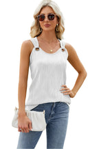 Effen damesvest met ronde hals en losse top met metalen ring