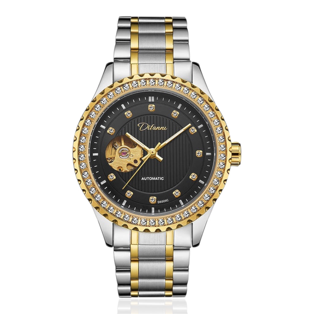 Fashionable Double Hollow Mechanical Watch Diamond High-end Men Mechanical Watch - Acquisti Online